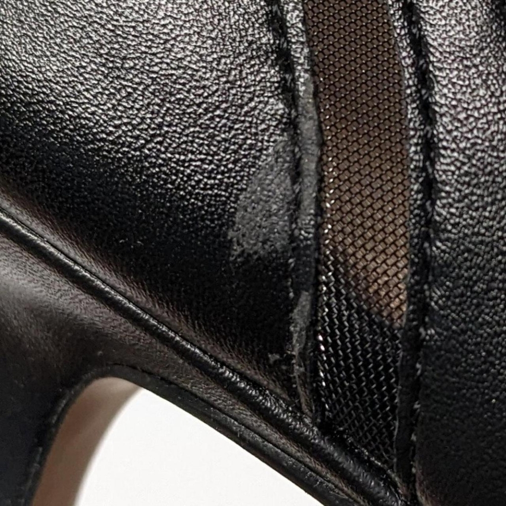 Adrienne Vittadini Women's Black Leather Mesh Pointed-Toe Heels - Picture 6 of 7